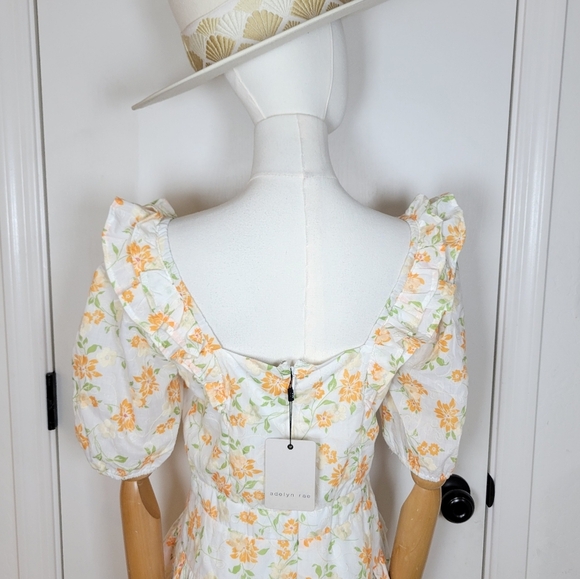 Adelyn Rae Embroidered Floral Dress M Cottagecore Ruffle Mini - Picture 10 of 12